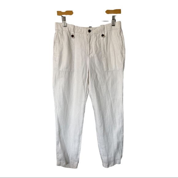 J. Crew Pants - J crew womens Linen hayden kickout crop pants white size 2